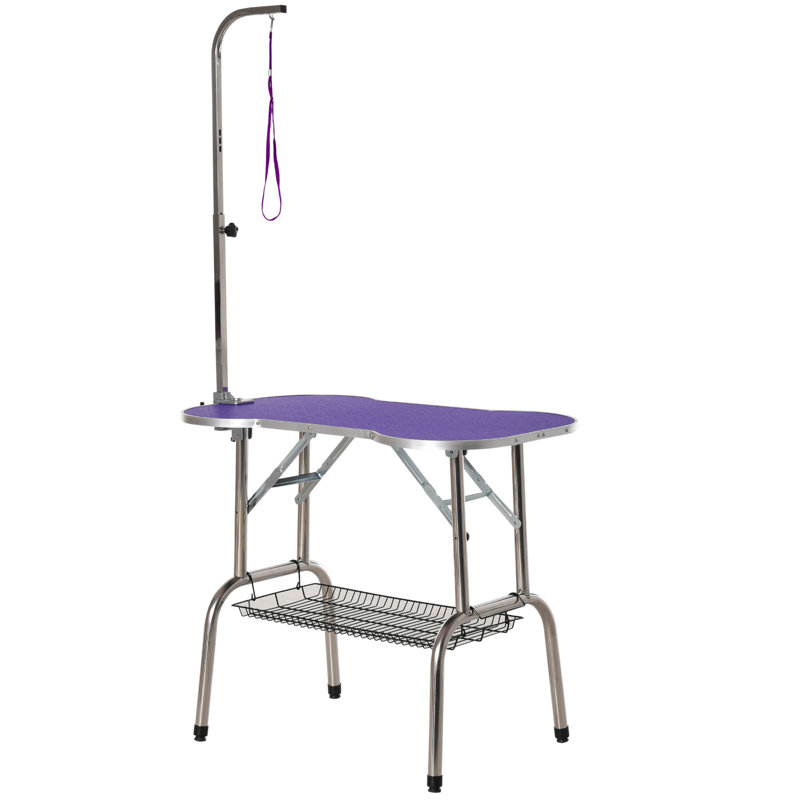 31'' H x 37'' W x 22'' D Metal Adjustable and Foldable Dog Folding Grooming Table