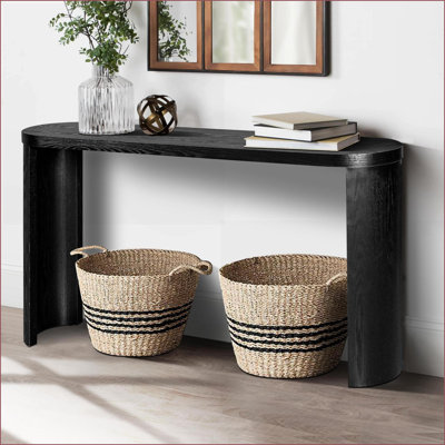 Table basse de 60 po bleu marine avec pieds incurvés, plateau épais robuste et installation réglable pour le salon / vestibule