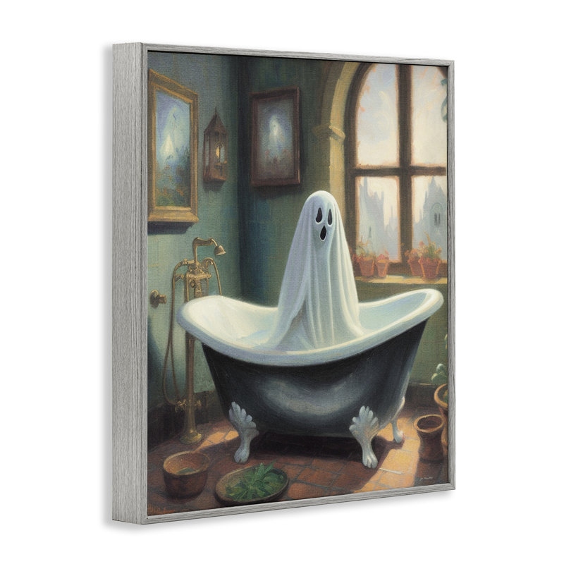 «Ghost Bathing in Tub», estampe numérique de Jo Moulton, H 14 po x l 11 po, Estampe numérique Farmhouse