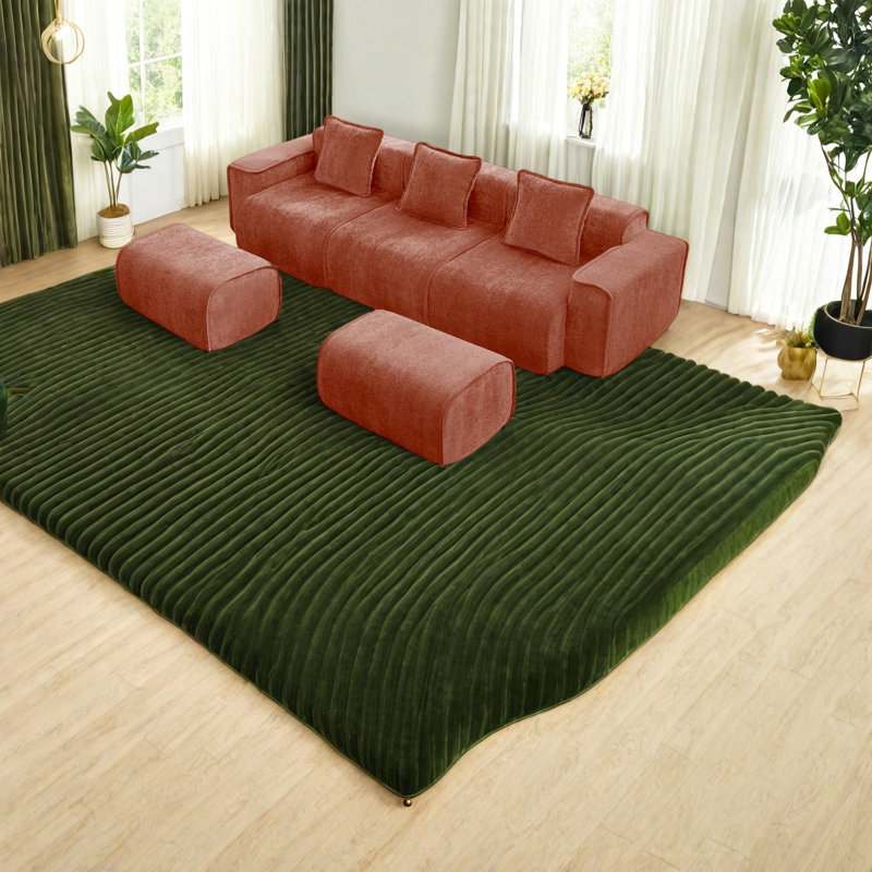 Canapé modulaire de luxe en velours, sans assemblage, style moderne pour la maison