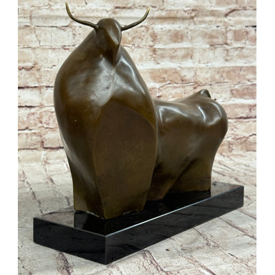 Sculpture 100% bronze taureau Mid Mid Century