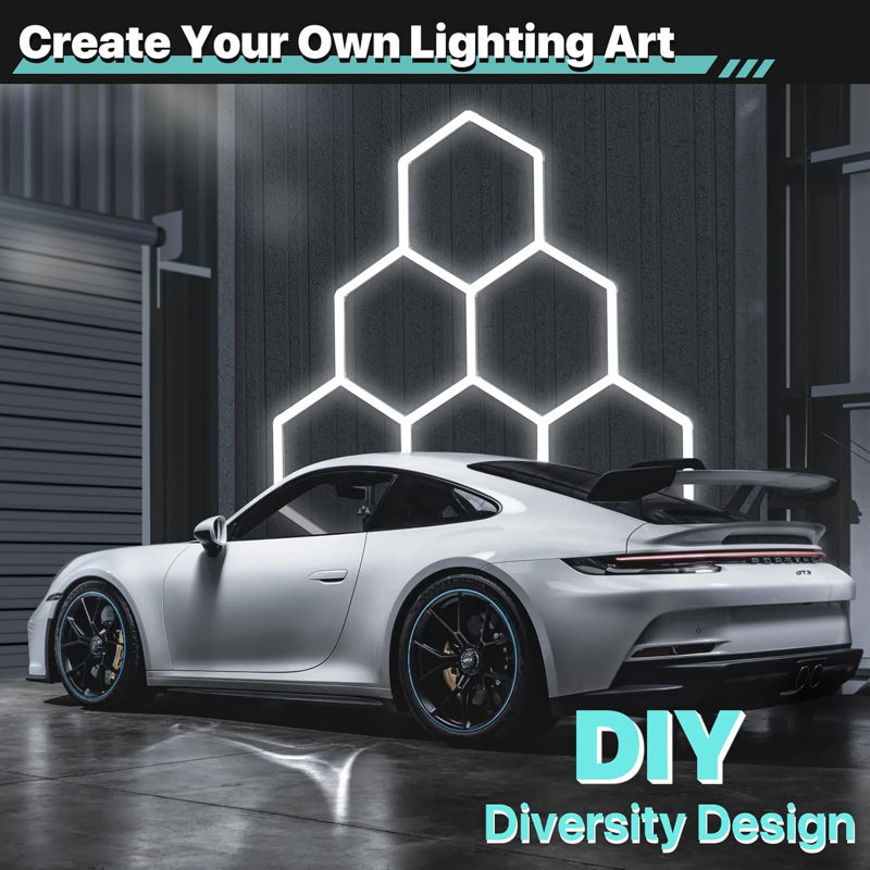 16 lumières de garage hexagonales à DEL