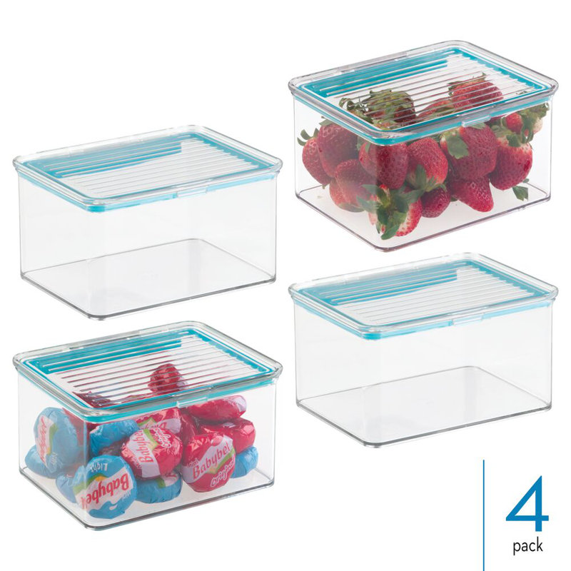 iDesign Small Food Storage Box with Airtight Seal for Kitchen or Pantry Storage - Set of 4 - Clear