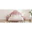 Ensemble de chambre à coucher 3 pièces, cadre de lit tapissier moderne avec tête de lit pétale, tables de chevet 3 tiroirs, rose