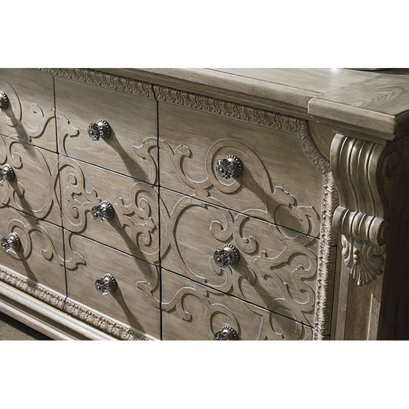 Arch Salvage 76'' W 9 - Drawer Dresser, Light Oak