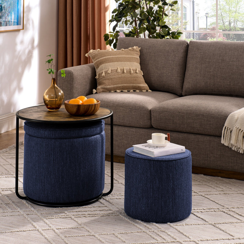 Table polyvalente bleu foncé avec rangement et salon amovible côté multifonctionnel flexible, Bleu très foncé