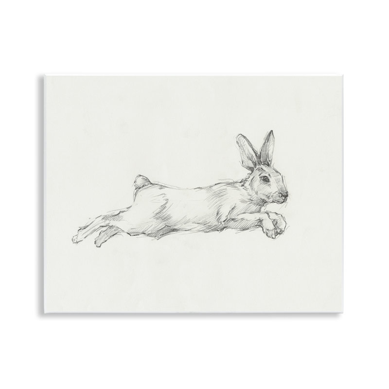Art mural, croquis de lapin sautant par Ethan Harper