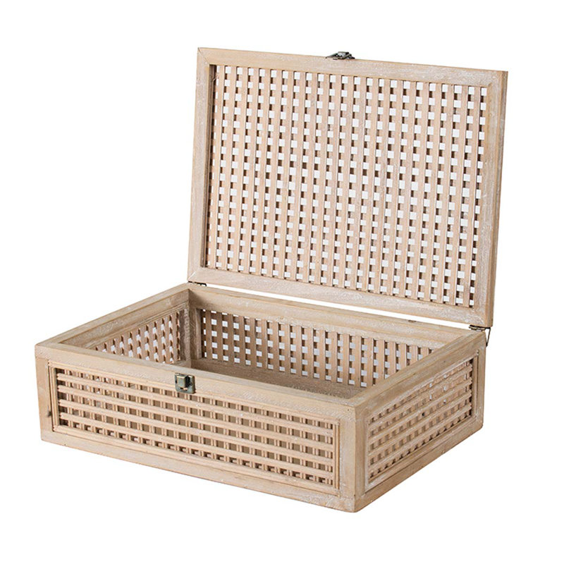 Boîte tissée en bois de bambou et de sapin brun Roehl