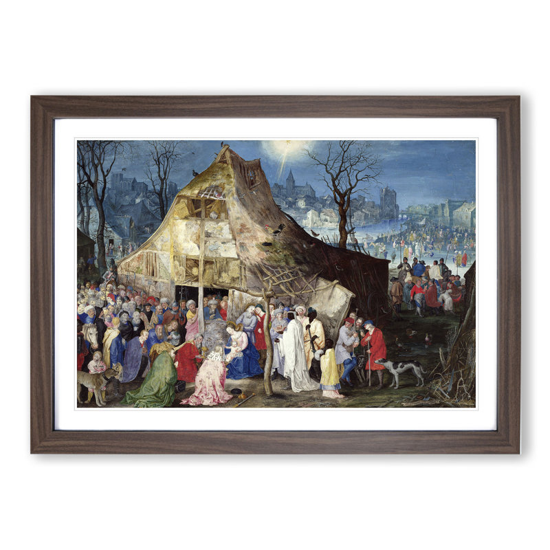 The Adoration of the Kings by Pieter Bruegel the Elder - Picture Frame Painting, Walnut, 36cm H x 48cm W x 2cm D