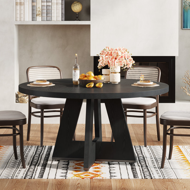 Liena 47'' Round Dining Table, Black