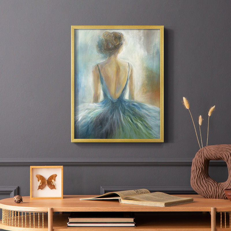 «Lady in Blue», reproduction encadrée - bois massif, Or, H 10 po x l 8 po