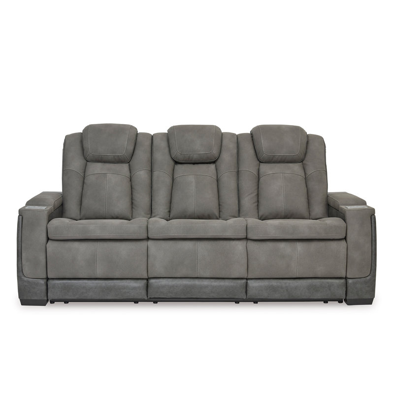 Canapé inclinable électrique avec appui-tête réglable Next-Gen Durapella, Similicuir gris ardoise, Noir / gris