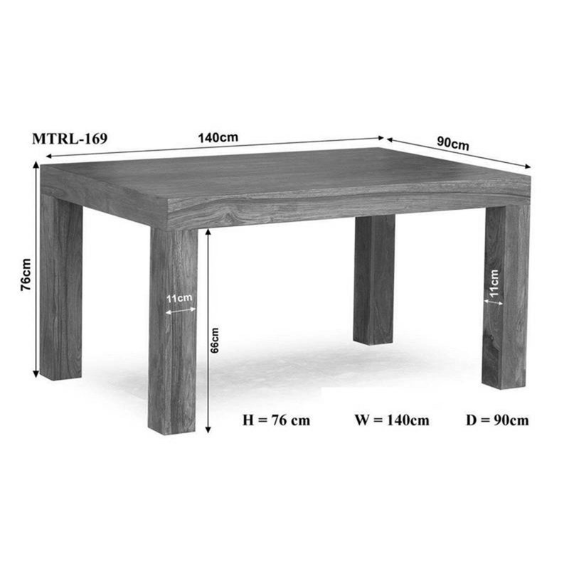 Metro Solid Wood Dining Table, Brown, H76 x L140 x W90cm