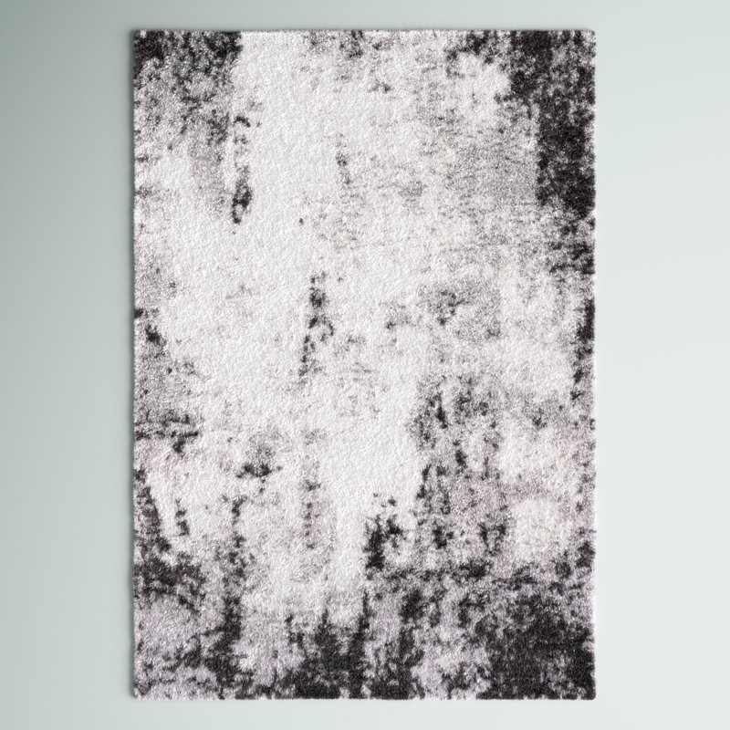 Rosa Abstract Flatweave Gray/Dark Gray/White Area Rug, Rectangle 8' x 10'