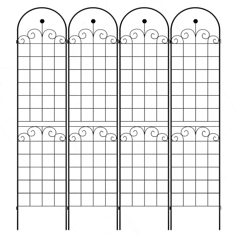 Paquet de 4 treillis de jardin en métal pour plantes grimpantes d'extérieur 86,7 po x 19,7 po antidérapant Rose