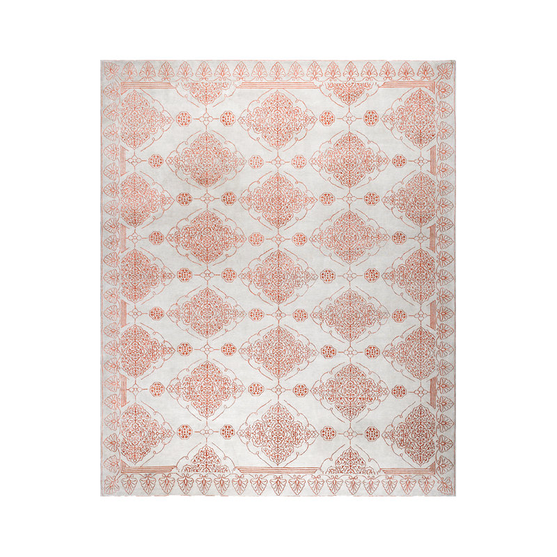 Valencia Oriental Area Rug in Ivory/Salmon, Rectangle 12' x 15'