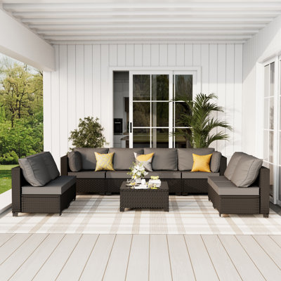 𝗡𝗼-𝗔𝘀𝘀𝗲𝗺𝗯𝗹𝘆 𝗖𝗵𝗮𝗶𝗿𝘀, Ensemble de conversation pour 8 personnes avec ensemble de conversation en osier