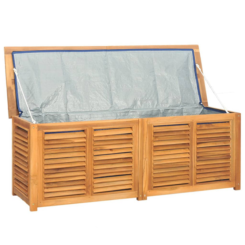 Teak Wood Outdoor Storage Bench with Water-Resistant Finish