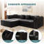 Canapé-lit moderne 90,6 po en velours noir 3-en-1 avec repose-pieds, pieds dorés et capitonnage à boutons, canapé modulaire à structure en bois-946805327