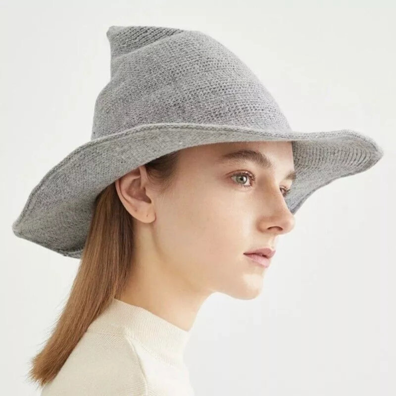 Chapeau de sorcière d'Halloween chapeau de sorcière femme, Gris clair