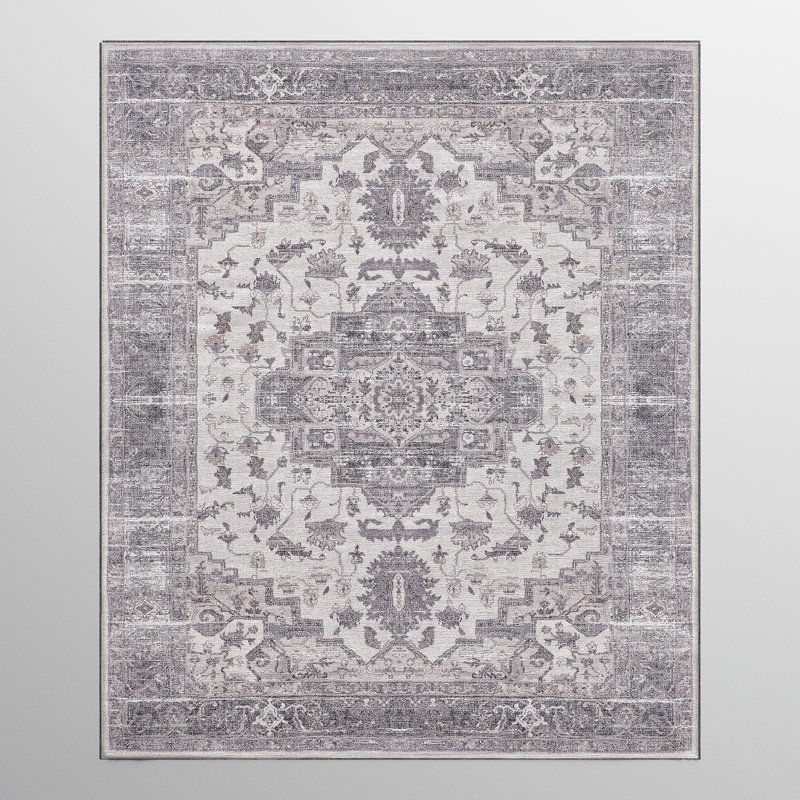 Zehorit Machine Washable Vintage Area Rug For Living Room, Hallway Runner, Entryway Rug, Rectangle 8' x 10'