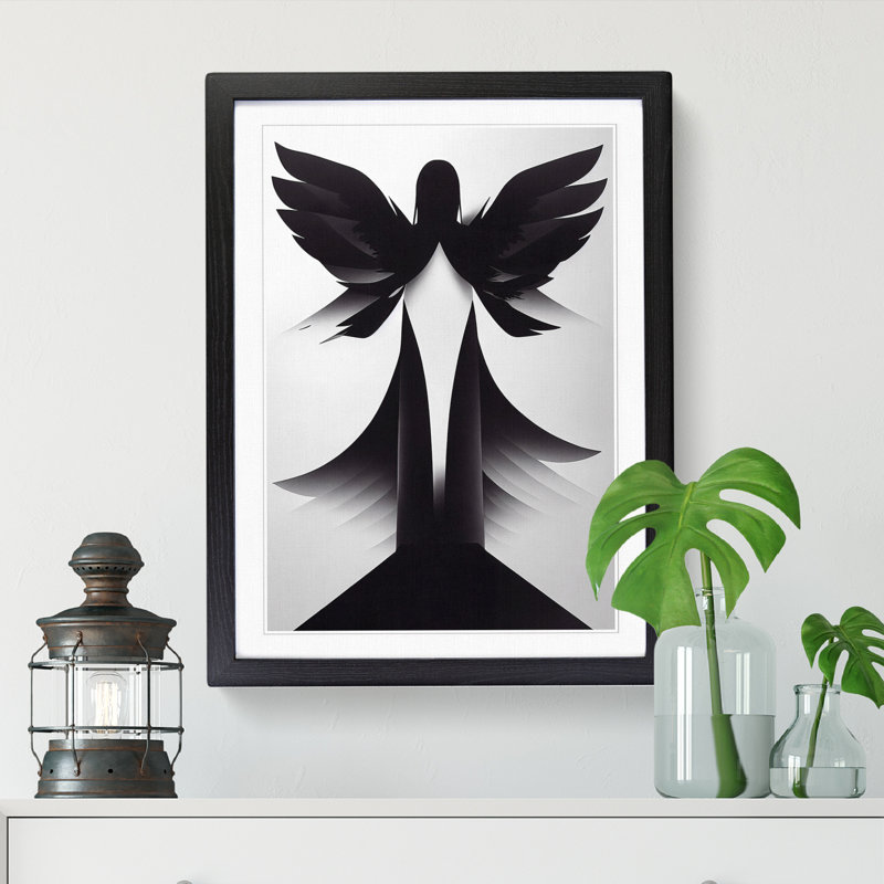 Striking Angel - Single Picture Frame Print, Black, 34cm H x 25cm W x 2cm D