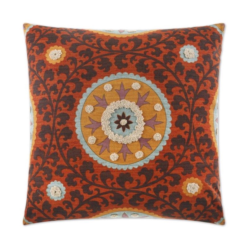 Tribal Thread Square Pillow Cover & Insert, Rust
