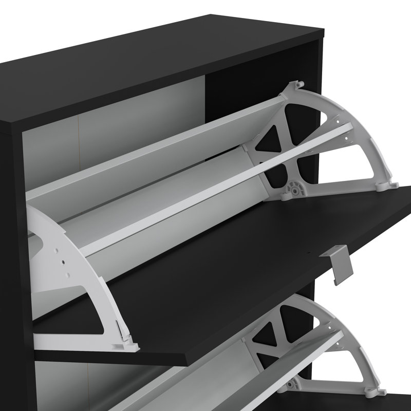 Domini 12 Pair Flip Down Shoe Storage, Matte Black