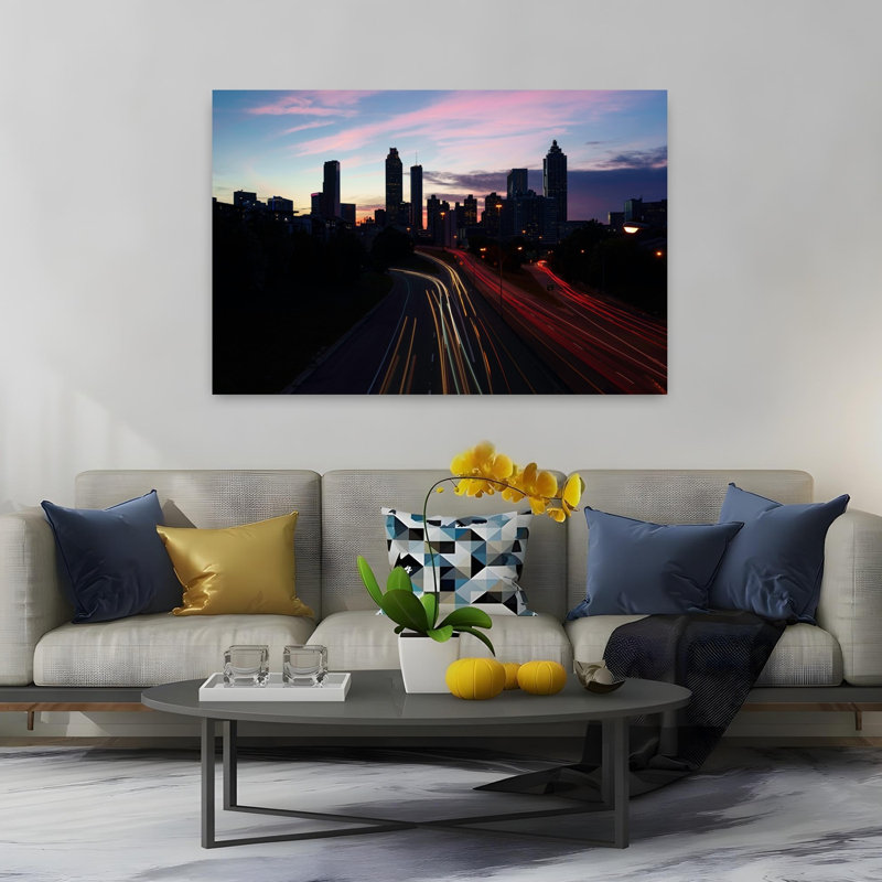 Downtown Atlanta Skyline from the Jackson Street Bridge Atlanta Georgia USA 1 Piece Wrapped Canvas Wall Art