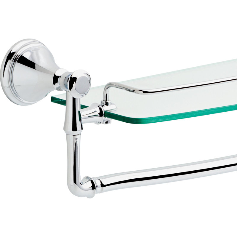 Cassidy 18 in. Glass Shelf with Towel Bar, Chrome, 5.7" H x 18" W x 6" D