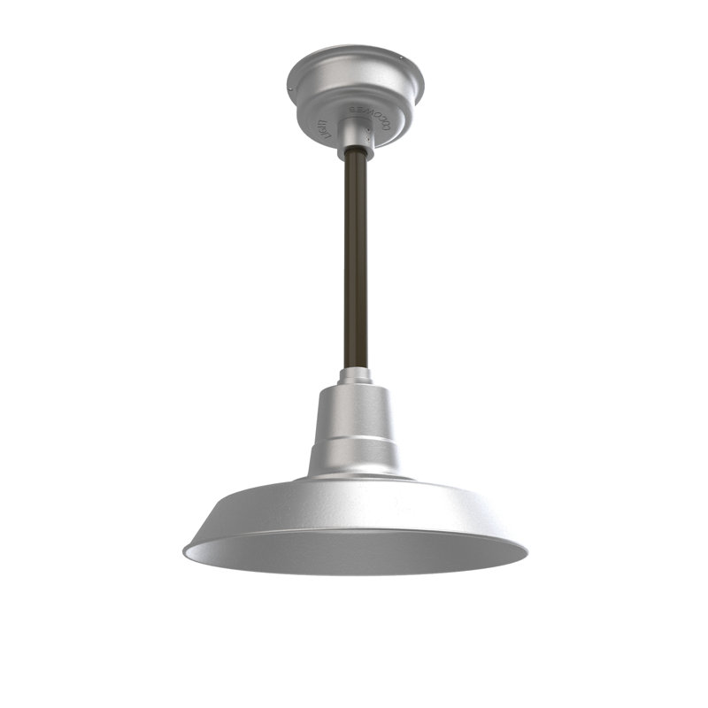 Luminaire suspendu en forme de dôme à 1 lumière DEL Haleigh, H 48 po x l 14 po x P 14 po, Argent galvanisé / acajou bronzé