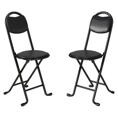 2Pcs Folding Stool With Back, Cushioned Padded Folding Stool, Portable Folding Chairs For Outdoor Indoor Kitchen Shop Cafe