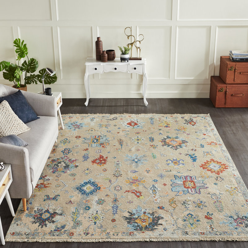 Zahara Hand Knotted Wool Area Rug, Rectangle 2' x 3'