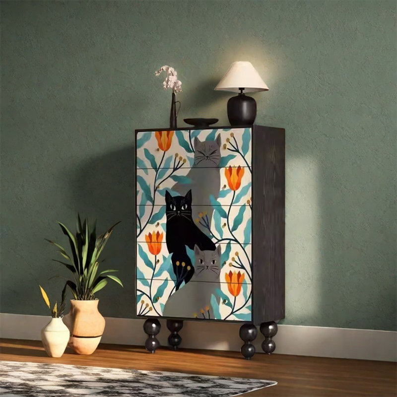 Armoire de rangement avec 5 tiroirs et plateau spacieux