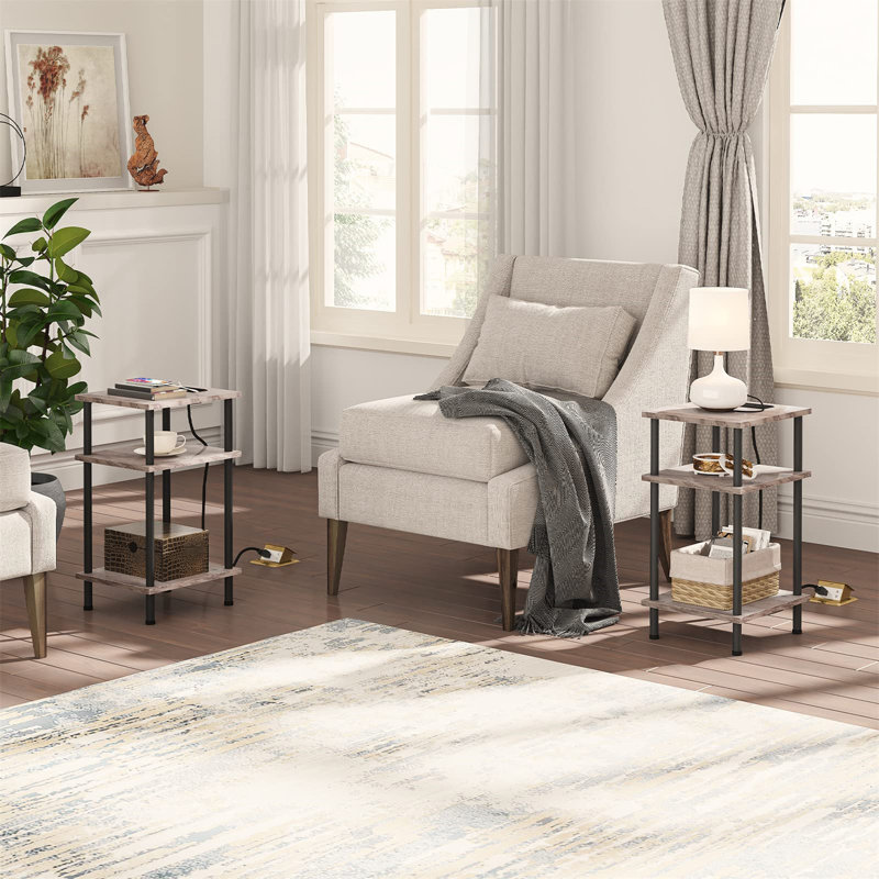 Ensemble de tables de bout Ayseli, Gris / noir