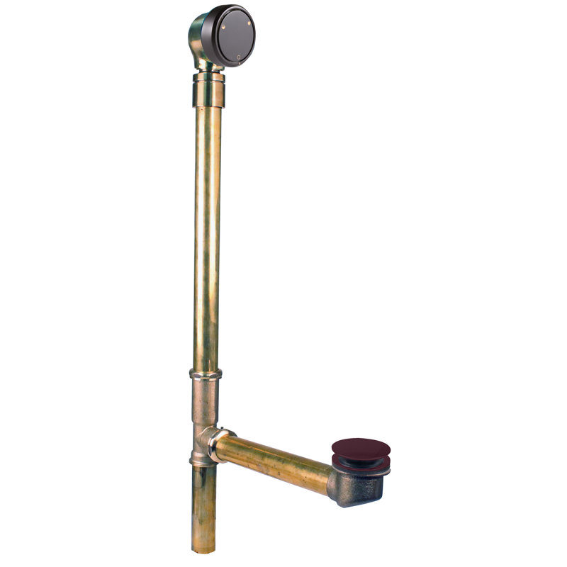 17 ga. Ensemble de drain de baignoire Tip-Toe avec trop-plein breveté sur joint à rotule, Bronze huilé