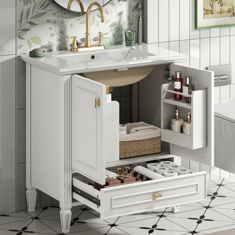 Meuble-lavabo 30 po avec lavabo en céramique, Blanc