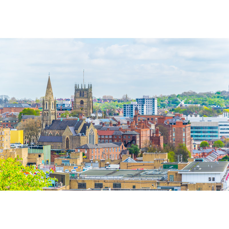 Aerial View Of Nottingham Dominated By Cathedral - Wrapped Canvas Print, 61cm H x 91cm W