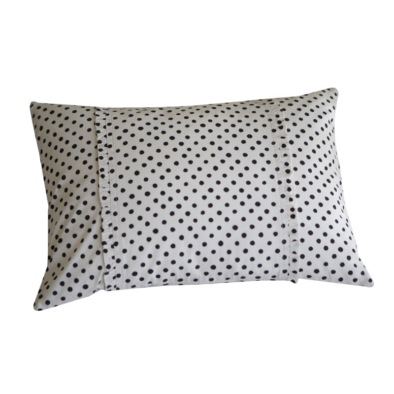 Black Polka Dottie Cotton Boudoir Pillow