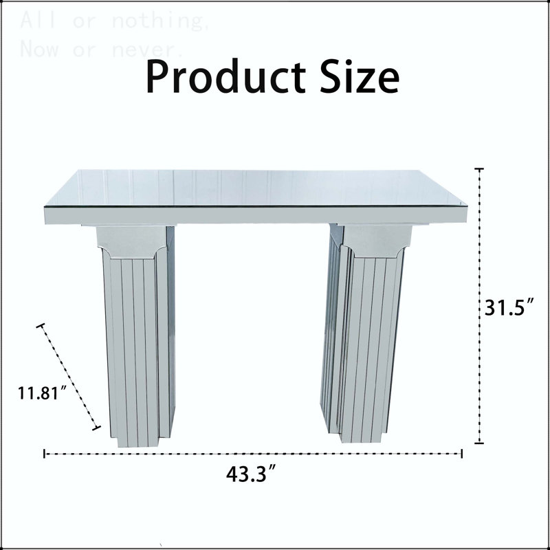 Mirrored Console Table with Bling Silver Finish