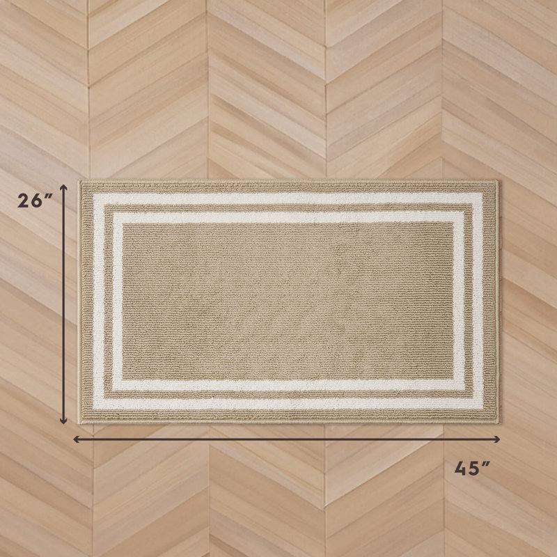 Laura Ashley Debbie Double Border Two-Tone Machine Washable All Loop Tufted Rugs, Rectangle 2'2" x 3'9", Berber/Natural