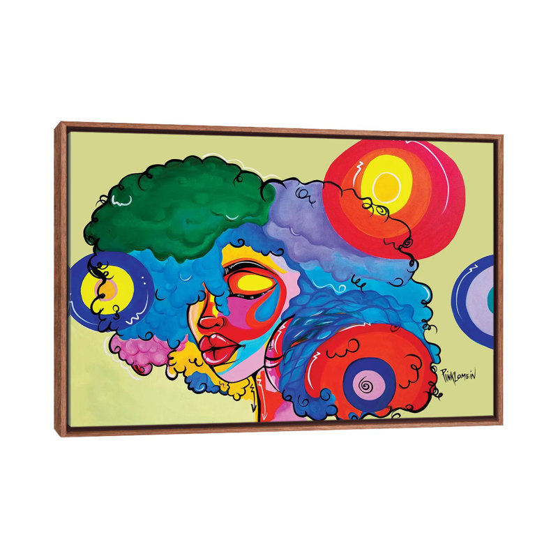 « Bali » par Pinklomein-impression d’art graphique, H 18 po x l 26 po x P 1,5 po, Toile avec cadre en bois brun classique
