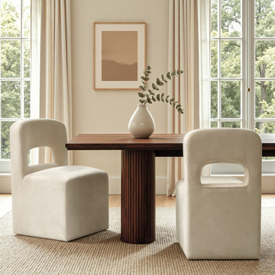 Upholstered Chenille Rolling Dining Chairs with Hidden Wheels, Modern Single Sofa Chair with Slient Wheels for Dining and Living room, Arrived Assembed（Set of 2）