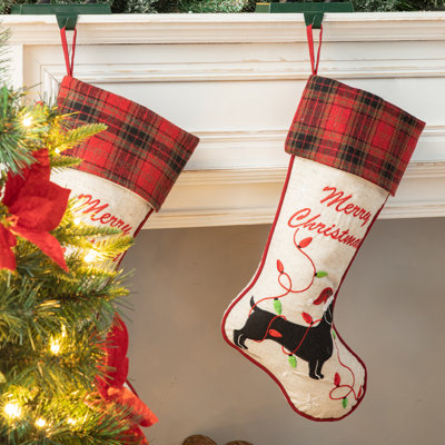 21"L Fabric Christmas Stocking - Dachshund