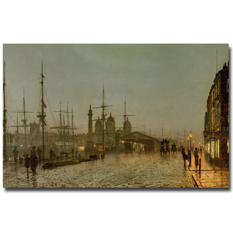 "Hull Docks by Night" by John Atkinson Grimshaw Painting Print on Wrapped Canvas, 18" H x 24" W x 2" D