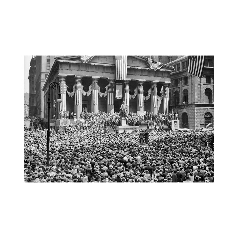 1940s-1942 WW II War Bond Rally New York Stock Exchange Wall Street NYC USA - Wrapped Canvas Print, 20.32 cm H x 30.48 cm W