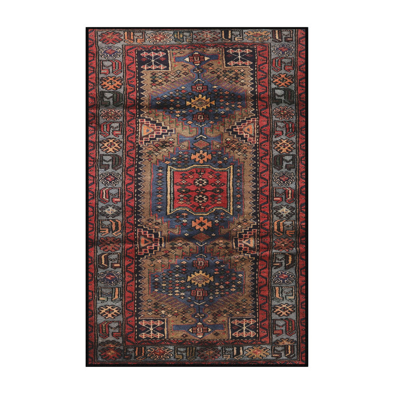 Tapis noir/rouge/beige traditionnel Persich, Rectangle 5 pi x 7 pi