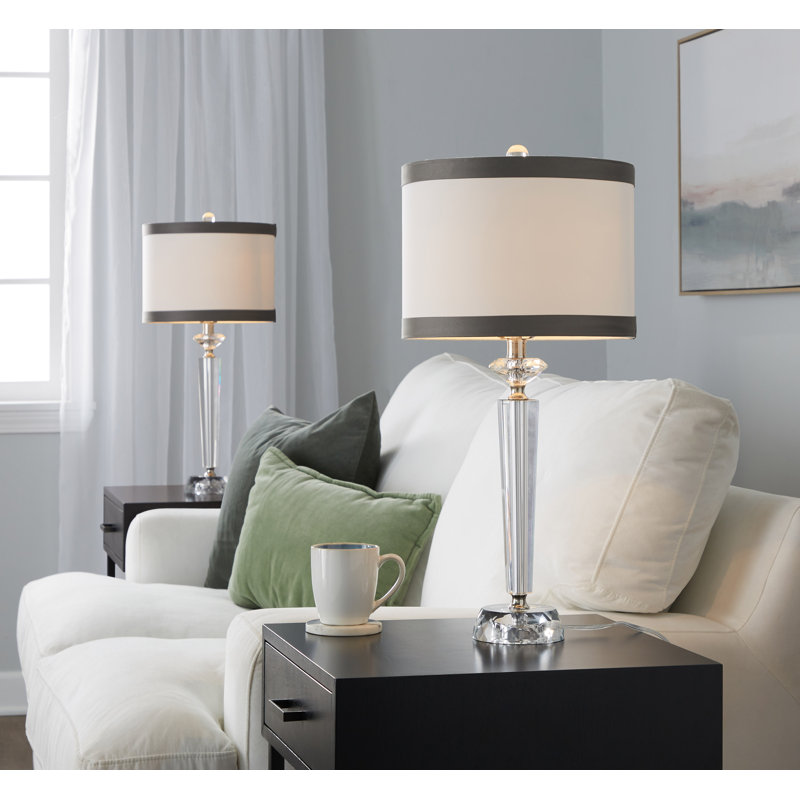 Jennieve Table Lamp, Off-White with Dark Gray