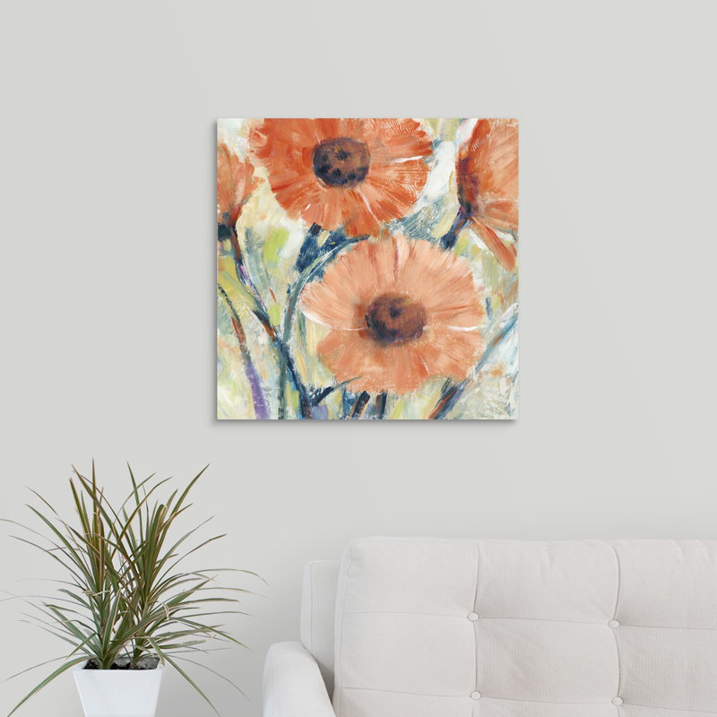 «Flowers in Bloom II», peinture sur toile, H 10 po x l 10 po x P 1,25 po, Toile tendue