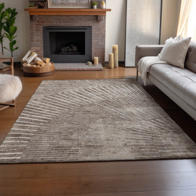 Premium Machine Washable Cerrito AMF542 Taupe 1'8" x 2'6" Rug